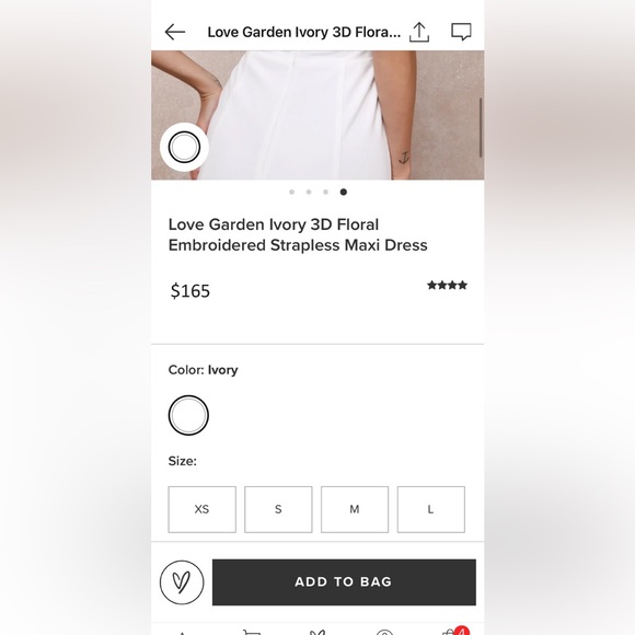 Lulus Love Garden Ivory 3D Floral Embroidered Strapless Maci Dress, SIZE MEDIUM - Picture 2 of 7